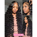 300 density loose wave HD lace wig displayed on a model with long, defined curls and a natural-looking hairline.